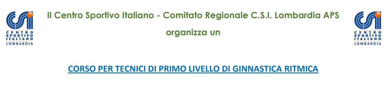 CORSO PER TECNICI DI PRIMO LIVELLO DI GINNASTICA RITMICA – Dal 28/11/2023 al 16/12/2023