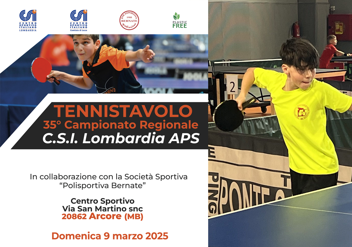 Domenica 9 marzo ad Arcore il Tennistavolo regionale